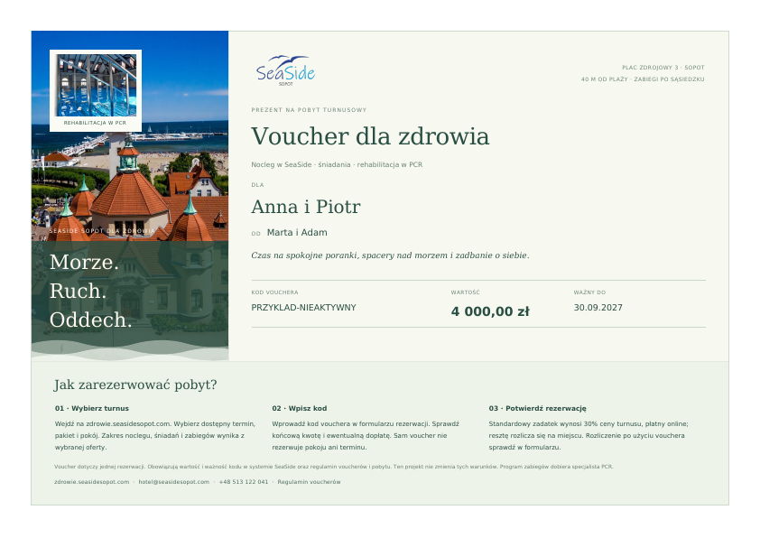 Morze i regeneracja - przykładowy voucher