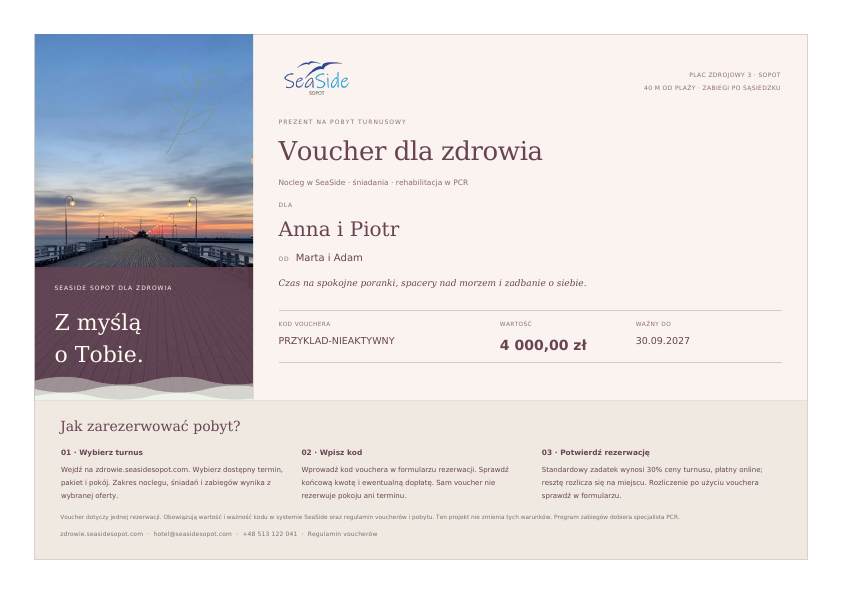 Chwila dla siebie - przykładowy voucher